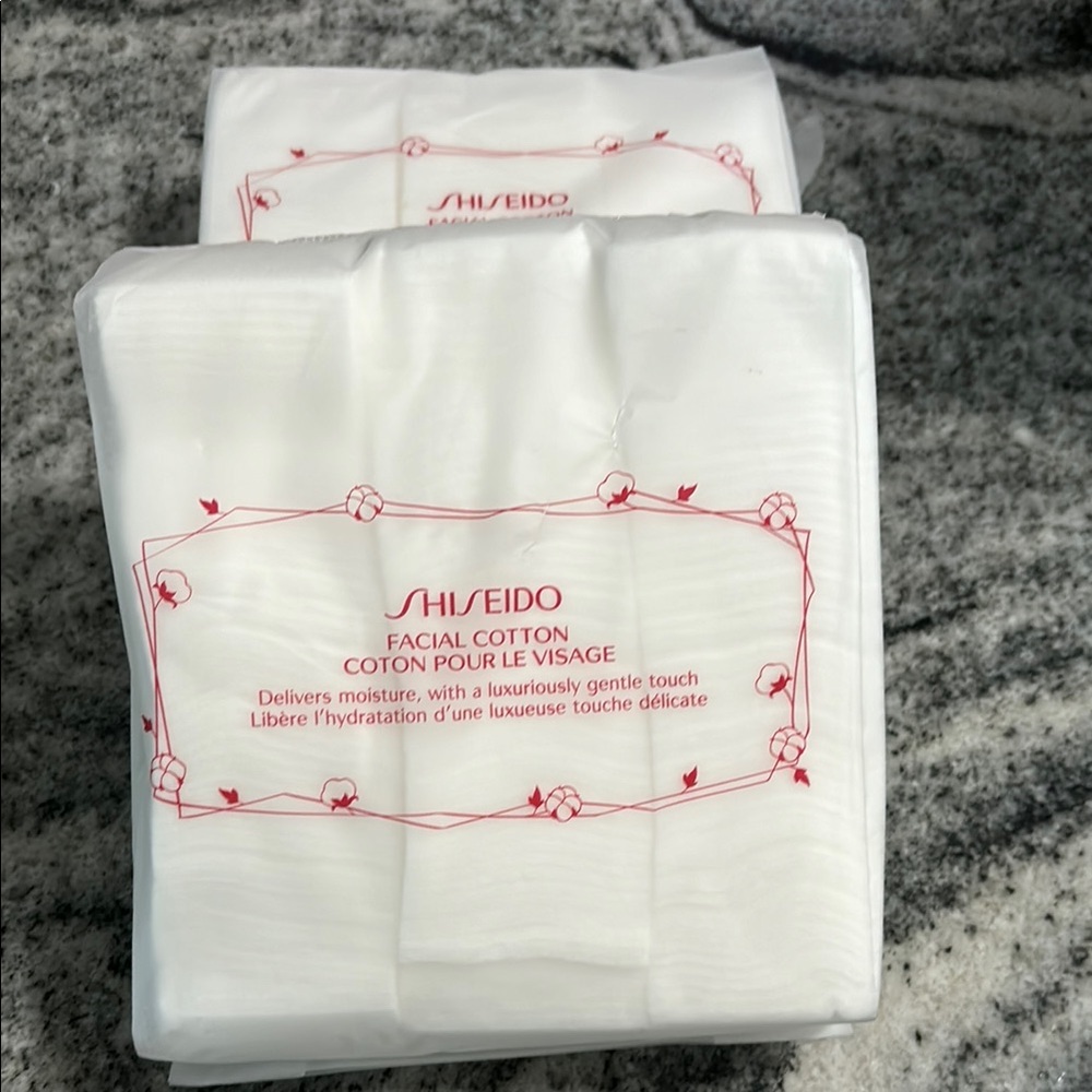 2-pack Shiseido Facial Cotton 165 Sheets per pack 100% Cotton NEW Sealed bundle